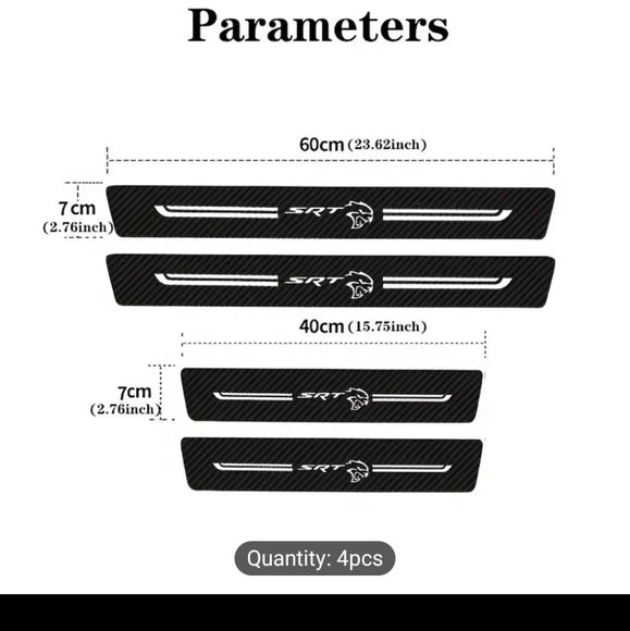 SRT Hellcat 4 piece carbon fiber door sill protector decal set - Picture 2 of 4